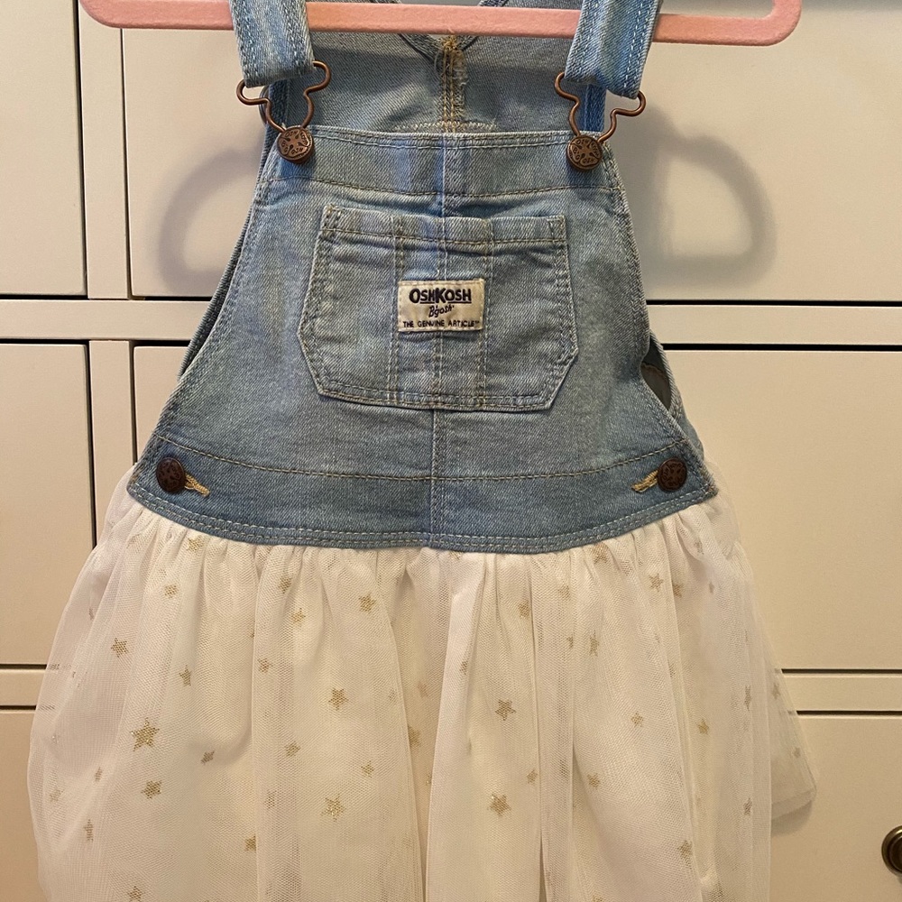 Denim and tulle overall dress